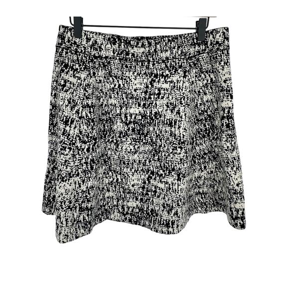 Theory Black White A-Line Mini Skirt Elastic Waistband Office Workwear Stretch L - Picture 2 of 7